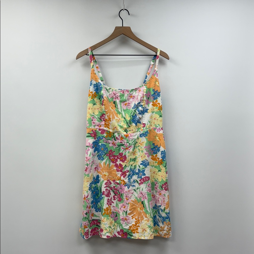 NWT Old Navy Tropical Floral Woven Sleeveless A-Line Cami Mini Dress Pink Large - Picture 2 of 10